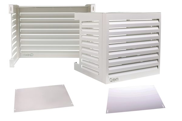 Qventi aluminium omkasting wit voor buitenunit van de airconditioner of warmtepomp achterpaneel voor vrijstaande opstelling