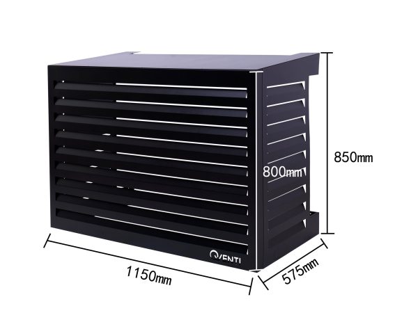 Qventi aluminium omkasting zwart voor buitenunit van de airconditioner of warmtepomp buitenmaten