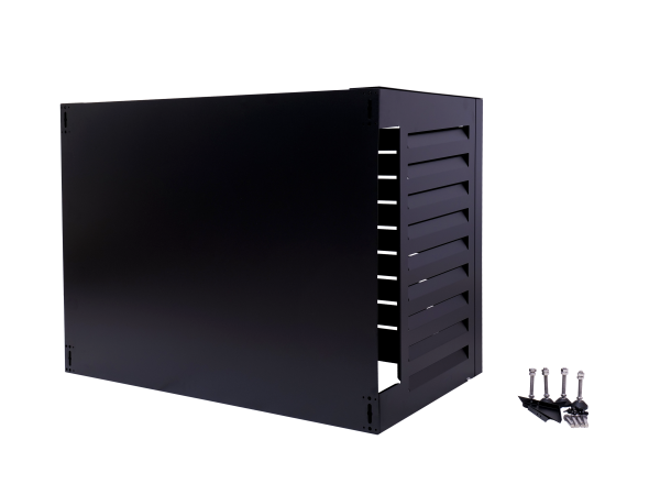 Qventi aluminium omkasting zwart voor buitenunit van de airconditioner of warmtepomp met achterplaat CAL115BZ