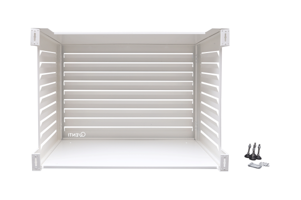 Qventi aluminium cover wit ombouw voor buitenunit van de airconditioner of warmtepomp achterzijde CAL115BW
