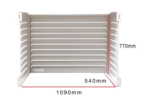 Qventi aluminium cover wit voor buitenunit van de airconditioner of warmtepomp binnenmaten