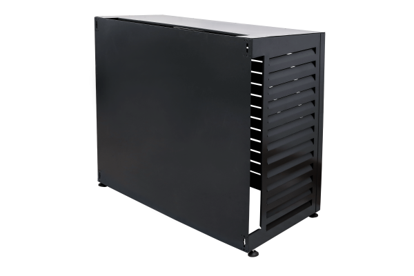 Qventi aluminium cover voor buitenunit van de airconditioner of warmtepomp antraciet large met achterplaats volledig dichte ombouw