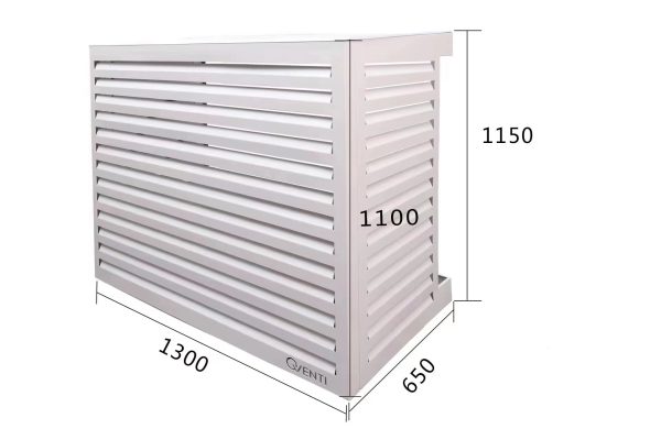 Qventi aluminium cover voor buitenunit van de airconditioner of warmtepomp wit large buitenmaten