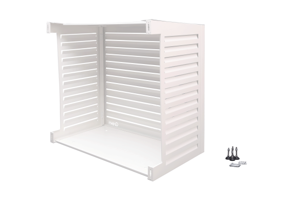 Qventi aluminium cover voor buitenunit van de airconditioner of warmtepomp wit large achterzijde met bodem panel