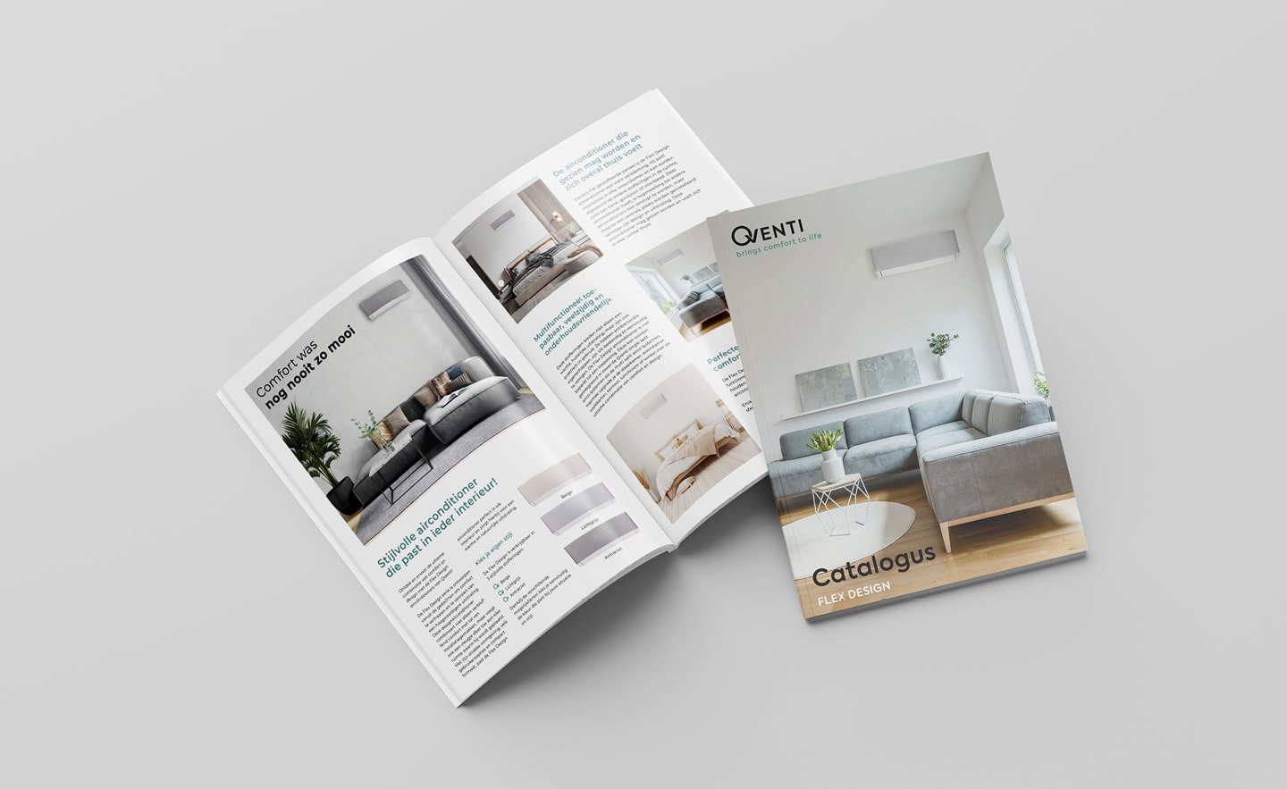 Qventi Flex Design wand airconditioner content en catalogus
